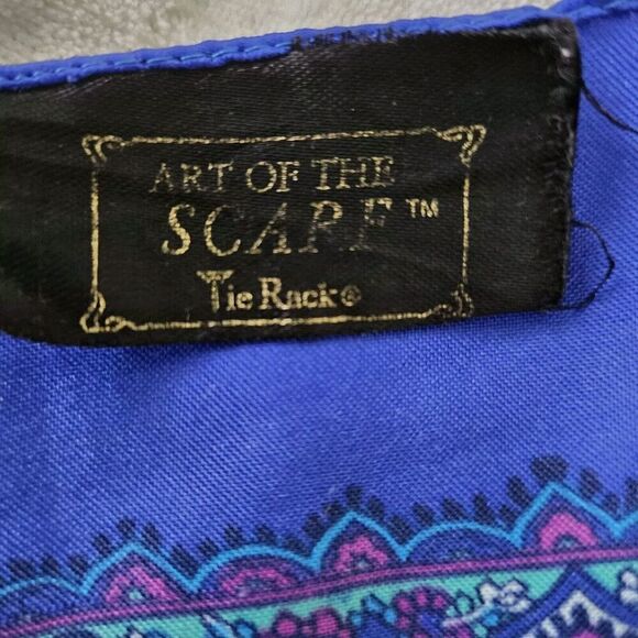Tie Rack Italy Royal Blue Wrap Paisley Square Scarf 35" Machine Wash - Picture 6 of 7